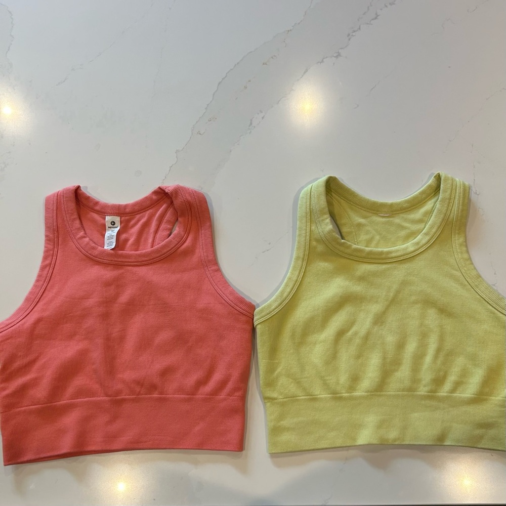 2 cropped ribbed racer back tanks by 90 Degree by reflex.